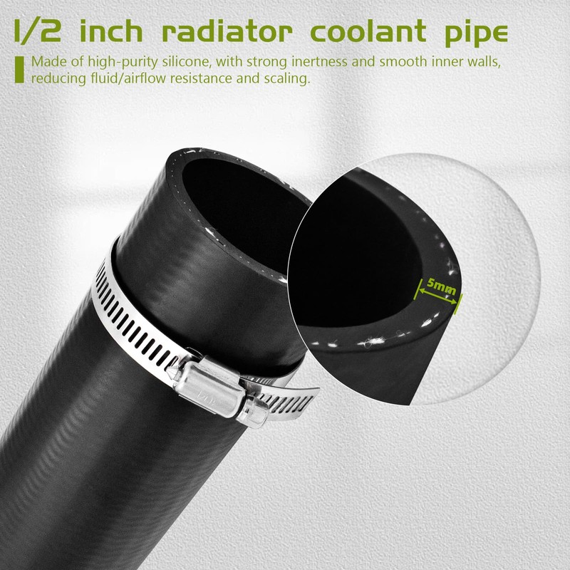 2" ID Straight Coolant Radiator Hose, 12” Length, Heavy-Duty 3-Ply