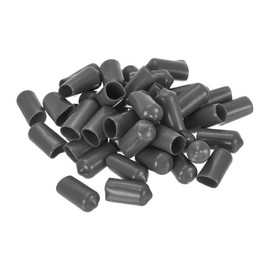 sourcing map 50pcs Rubber End Caps 10mm(3/8") ID Vinyl PVC Round Tube Bolt Cap Cover Screw Thread Protectors Dark Grey
