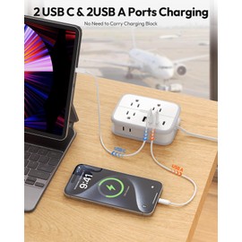 NTONPOWER Travel Power Strip, Flat Plug Power Strip with 6 Outlets 4 USB Ports(2 USB C), 4ft Extension Cord Wrapped Around for Cruise Ship, Travel, Hotel, Cruise Essentials