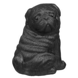 mookaitedecor Black Obsidian Crystal Dog Ornament Black Pug Dog Figurine, Sitting Pug Gift Healing Crystal Dog Gift for Dog Lovers Carved Crystal Animal Sculpture Puppy Statue Cute Room Decor