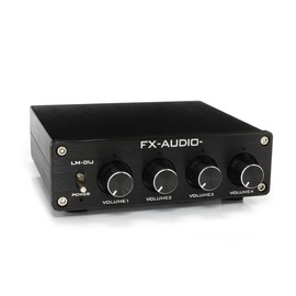 FX-AUDIO- LM-01J [Black] 4CH Stereo Mixer & Preamp Composite RCA 4-Way Input into 1 Output