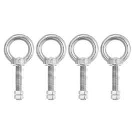 PATIKIL Lifting Shoulder Eye Bolts, 4 Pack M8x50 304 Stainless Steel Eye Bolts Threaded Screw Eyebolt Shoulder Ring with Double Nuts Fixed for Lifting Hanging