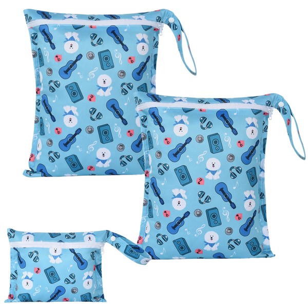 OTraki 3 x Wetbag Nursery Nappy Bag Wet Bags Waterproof