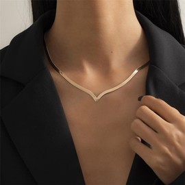Xmsrn Vintage Schlange Kette Choker Halskette Flache Schlange Halskette Kette Gold V Kette Halskette Schlange Fischgräten Halsketten V Form Halskette Punk Schlange Kette Halskette Für Frauen