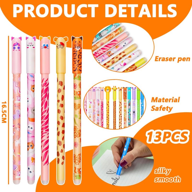 HTGWCG Erasable Gel ink Pens,Cute Cartoon Animal Stationary, Tip Diameter