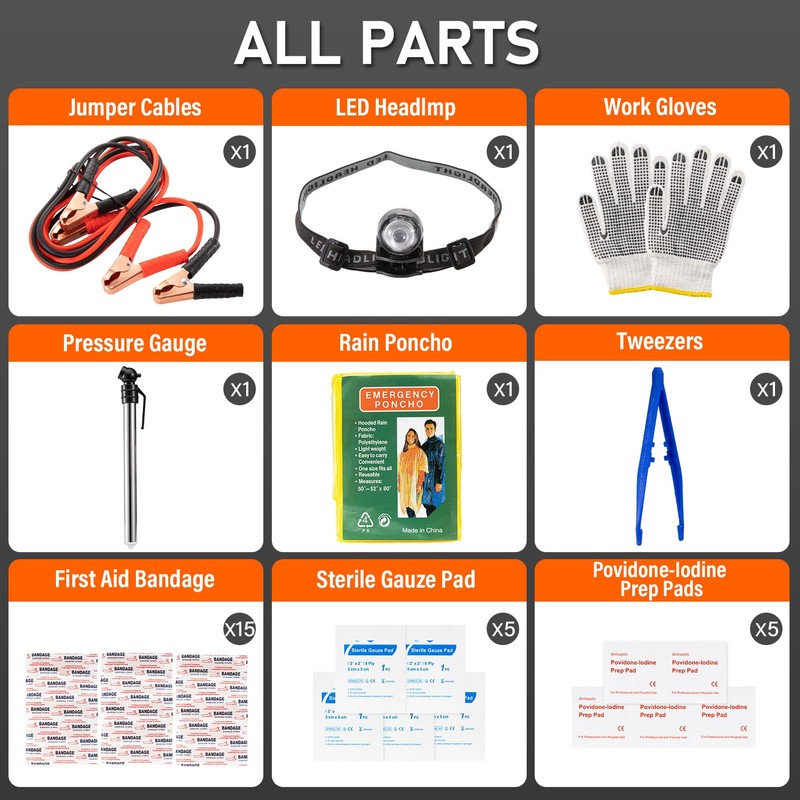 Emergency Car Tool Kit Roadside Assistance Tool Kit, Vehicle Safety