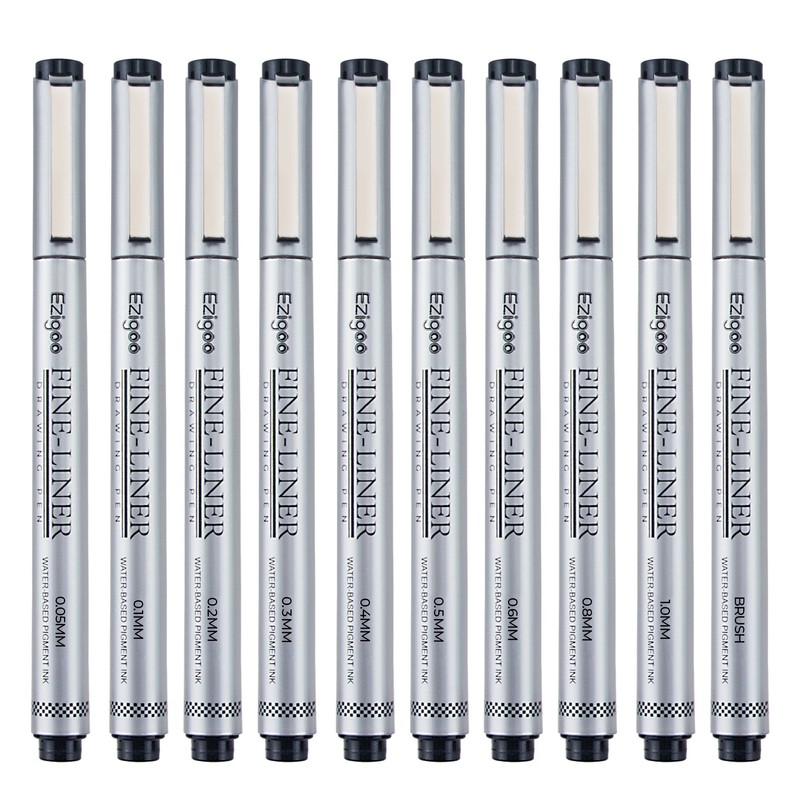 Ezigoo Fineliner Pens for Art Sketches, Technical Drawings, Office Documents