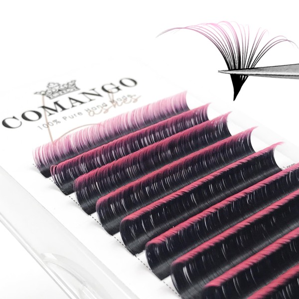 Pink Ombre Colored Lash Extensions 0.07 D Curl 8-14mm Mix
