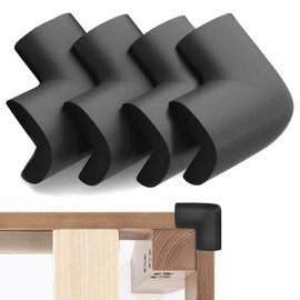 Bed Frame Corner Protector Black: 4 Pack Foam Rubber Guards Bumpers for Bed Table Cabinet Corner Safe Impact Absorption for Kids & Seniors (4, Black)