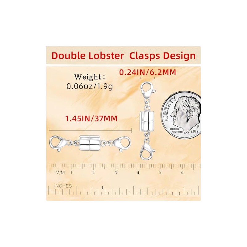 Qulltk Double Magnetic Necklace Clasps and Closures 18K Gold and