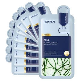 Mascarilla de aloe Dermaplus (10 unidades) Mascarilla vegana diaria para hidratar la piel con pantenol y ácido hialurónico, mascarilla coreana para el cuidado personal de la piel
