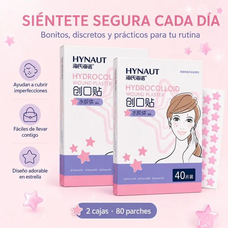 Parches Hidrocoloides Estrella Acne 2 Cajas 80 Pzs