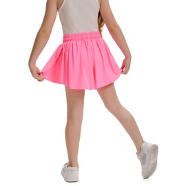 Girls 3 Pack Butterfly Shorts Flowy Athletic 2 in 1 Tennis Cheer Skirt Dance Running Preppy Clothes 130 Hot Pink Blue White