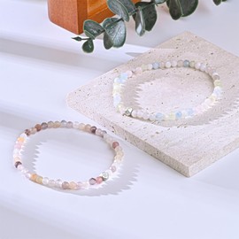 EUMENIDES Natural Crystal Stone Bracelet, 4MM, Elastic Band, Natural Gemstones, (Morgan's Rock,4MM)