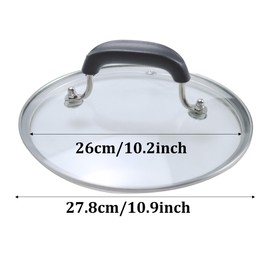 bociloy 10.5 Inch Tempered Glass Lid with Silicone Handle, Heat Resistant Replacement Lid for Cookware, Compatible with Various Pots and Pans(ID:10.24"-OD:10.9")