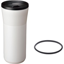 Kyocera Vacuum Insulated Tumbler Lid Attached Replacement Parts Gasket Set Inner Ceramic Treatment No Condensation Hot and Cold Insulation CERAMUG Seramug 16.9 fl oz (500 ml) Cream White