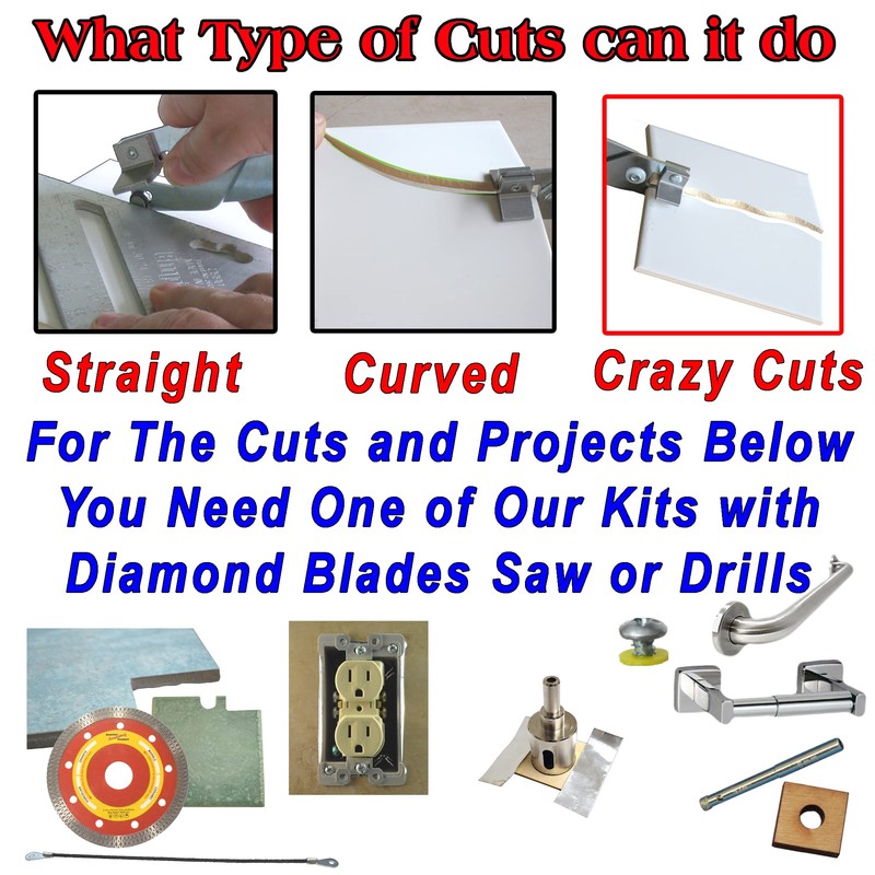 Ceramic Tile Cutters Kit - 4 Porcelain Drills, Hole Saw