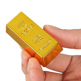 Vaulted Skulls & Co Fake Gold Bar - Replica 200g Gold Bar Novelty - Pirate Party Decorations - Size 2.4L X 1.1W X 0.6H inches | Hollow