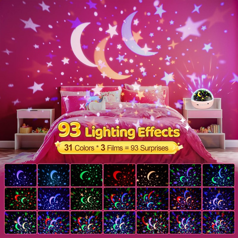 COOLNIGHT Kids Night Light Projector, Remote+3 Timer Unicorn Night Light