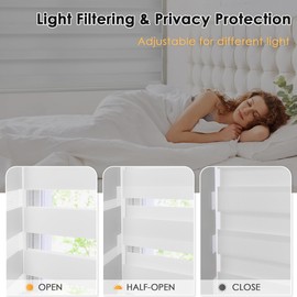 LazBlinds Cordless Zebra Blinds for Windows, Free-Stop Roller Windows Shades with Cassette, Light Filtering Dual Layer Sheer Shades for Home and Office, 21" W x 72" H, White