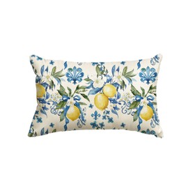 Artoid Mode Lemon Flowers Summer Cushion Cover, 30x50 cm Spring Seasonal Decorative Pillow Case Cover Sofa Living Room Decor