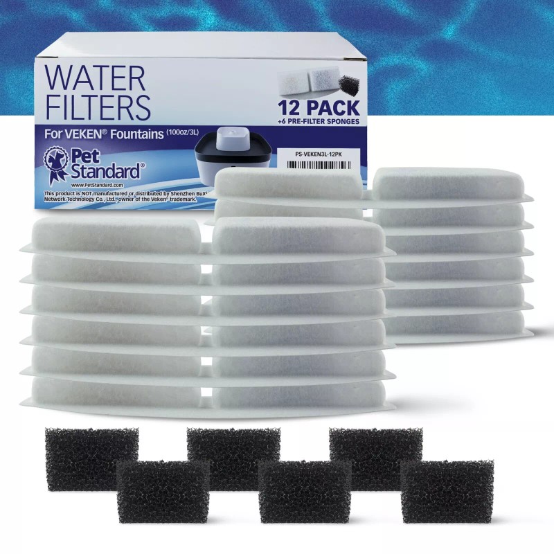 PET STANDARD Water Filters & Sponges For VEKEN® 100oz/3L Pet