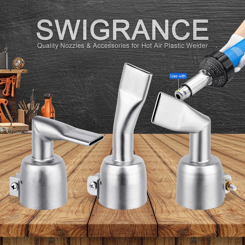 SWIGRANCE Hot Air Welding Nozzles 3Pcs/Set (Straight, 90 Degree and
