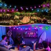 Larkvue 100FT(2x50FT) RGB Solar Outdoor String Lights with Remote, Multicolor&Warm