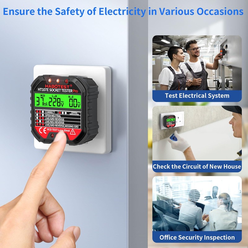 Socket Tester RCD Plug Outlet Tester UK, Electrical Receptacle Detector