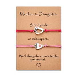 Mother Daughter Bracelets Set for 2 Mothers Day Gifts for Mom Daughter Matching Bracelets for Women Mom Long Distance Gifts from Daughters Heart Bracelet for Mama Birthday Gift for Daughters Mommy