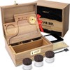 TMKEFFC Large Wooden Box with Combination Lock,Humidity Meter,Removable Tray,10 Light-safe
