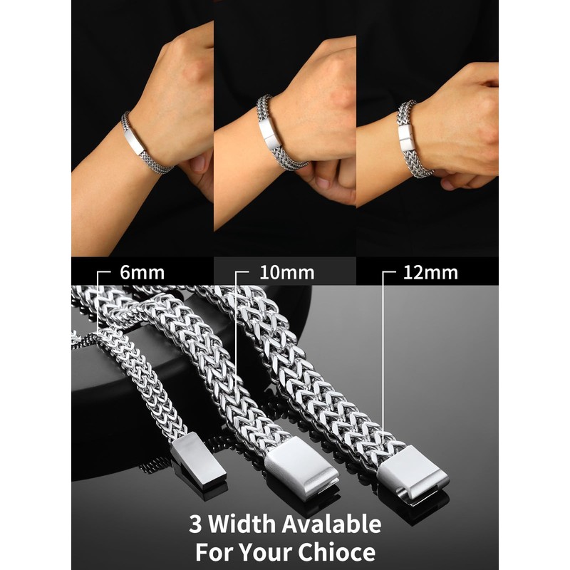 ChainsHouse Mens Chain Bracelet, 316L Stainless Steel Franco Bracelet, Cuban