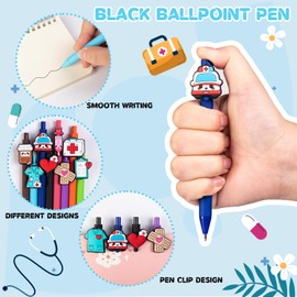 12 Pcs Nurse Pens, Cute Nursing Pens Black Ink Set Bulk Funny Cartoon BallPoint Pens, Retractable Essentials Pens for Nurses Medical Assistants Students healthcare Workers Office Appreciation Gifts