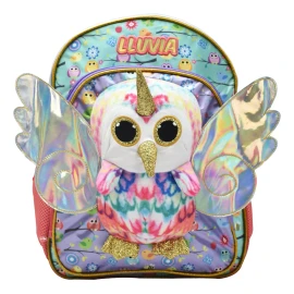 Lluvia Mochila Lechuza Peluche 3d Rosa Tornasol Primaria Lluvia Diseño De La Tela Peluche, Tornasol, 3d