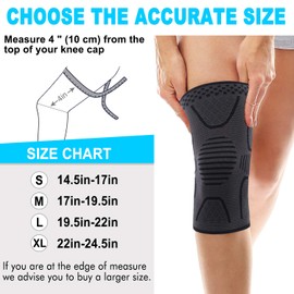 Double Couple 2 Pack Copper Knee Brace Knee Compression Sleeve Support for Men Women Knee Pain Working Out Running Sport Arthritis (Black, Medium)