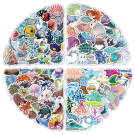 210PCS Ocean Stickers, Cute Under The Sea Animal Fish Shark Turtle Decals for Water Bottle Laptop, Waterproof Vinyl Sea Creature Sticker Pack for Ocean Theme Birthday Party Favors & Decorations