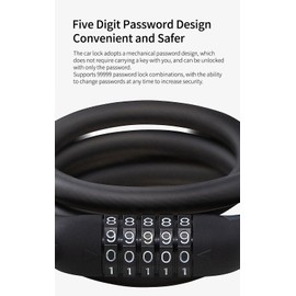 5 Digit Anti-Theft Combination Lock, 4 Foot Cable Lock, High Security, Suitable for Bicycle/Motorcycle/Xiaomi/Segway Ninebot MAX G30/F20/F25/F30/F40 Scooter Original Password Lock