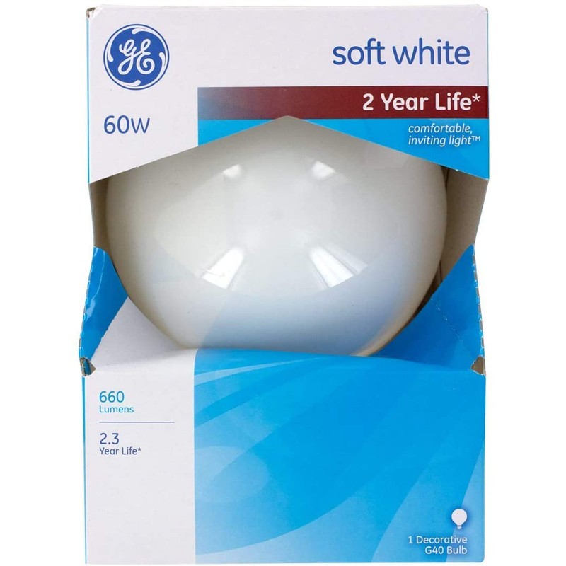 White Globe Light Bulb, 60-Watts, 5-In.-Diameter