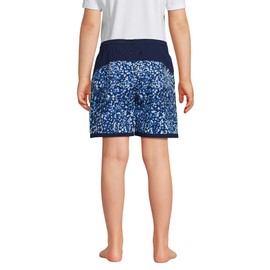 Lands' End Boys Hydroliner Quick Dry UPF 50 Swim Trunk, X-Small, Navy/Turquoise Mosaic Dot