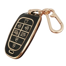 BINOWEN for Hyundai Key Fob Case Cover, TPU Key Fob Shell Protector Case Keyless Remote Smart Key Holder Fits for Hyundai Sonata Santa fe Tucson (Black)