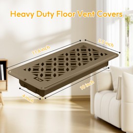 2 Pack Floor Vent Covers, Floor Register 4x10, Adjustable Decorative Vent Covers for Home Floor Ceiling or Sidewall Vent, Heavy Duty Walkable Steel Floor Vents, Rust-Proof Finish (Brown)