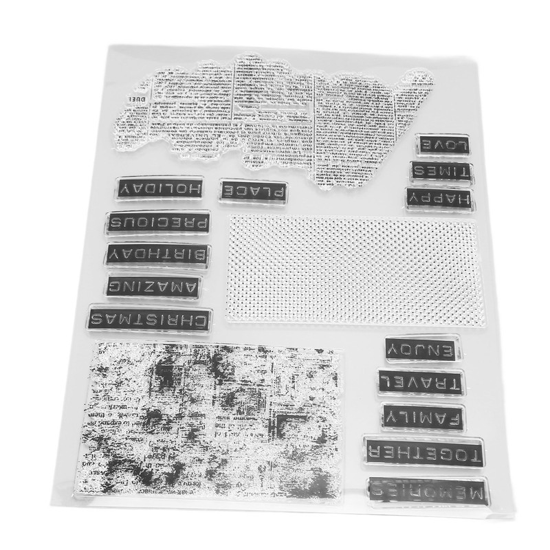 2Pcs Clear Stamp English Words Pattern Clear Safe Reusable TPR