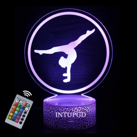 INTUPGD Gymnastics Night Light for Children, 3D Light Lamp 16 Colour Changing with Remote Control, Gifts Birthday Bedroom Decor Lamp (Gymnastics)