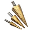 Malayas 3pcs 4-12/20/32mm Large HSS Steel Step Cone Drill Titanium