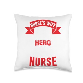 Nursing Themed Tees Wife Hero Others Call Him Nurse T-Shirt Throw Pillow, 16x16, Multicolor