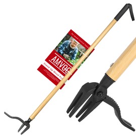 AMVOG Stand-Up Weed Puller with Long Handle, Made of Aluminum Alloy Bamboo Texture Design, Roots Remover for Garden & Lawn Care, Easily Remove Weeds Without Bending, Pulling, or Kneeling