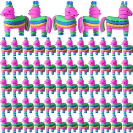 Weysat 50 Pcs Mini Donkey Pinatas Figurines Small Rainbow Pinata Figures to Hide and Seek Little Cinco De Mayo Fiestas Statues for Mexican Party Gifts Fiesta Theme Birthday Supplies Piñata Stuffers