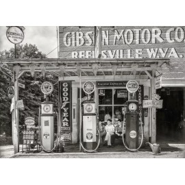 1935 AMOCO Gas Station PHOTO Vintage Service Pumps West Virginia Filling Station