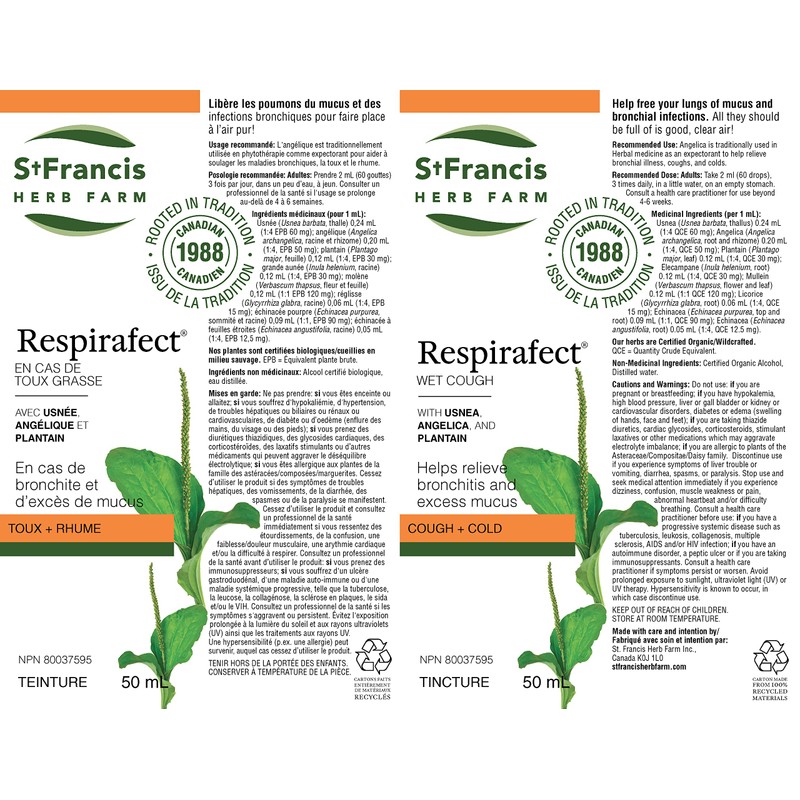 St. Francis Respirafect Lung Infections Tincture - 50ml - Coughs,