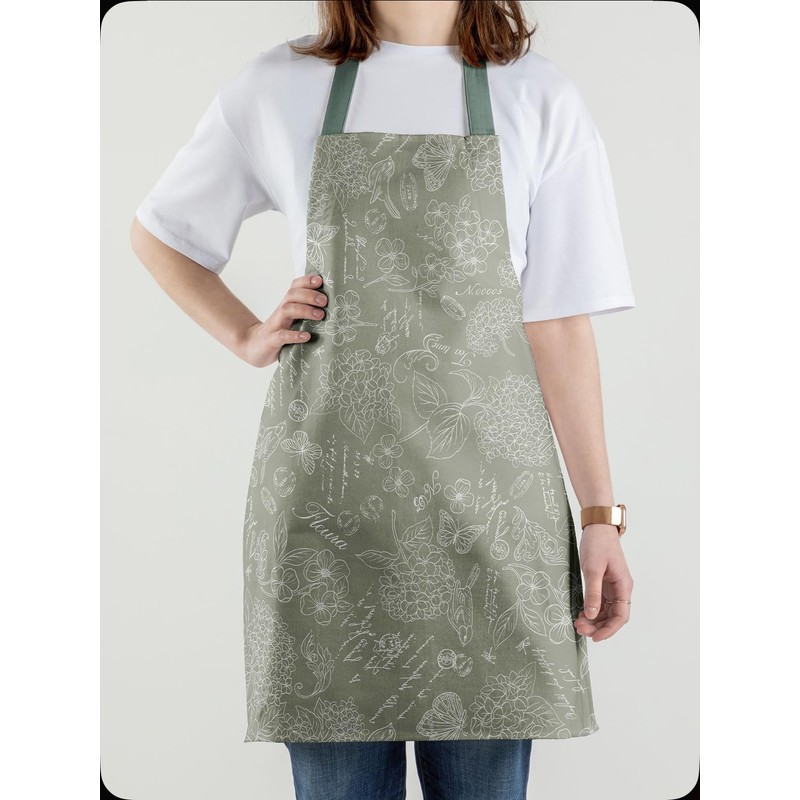VIASMILE Baumwoll-Küchenschürze mit Blumenmuster, 60 x 70 cm